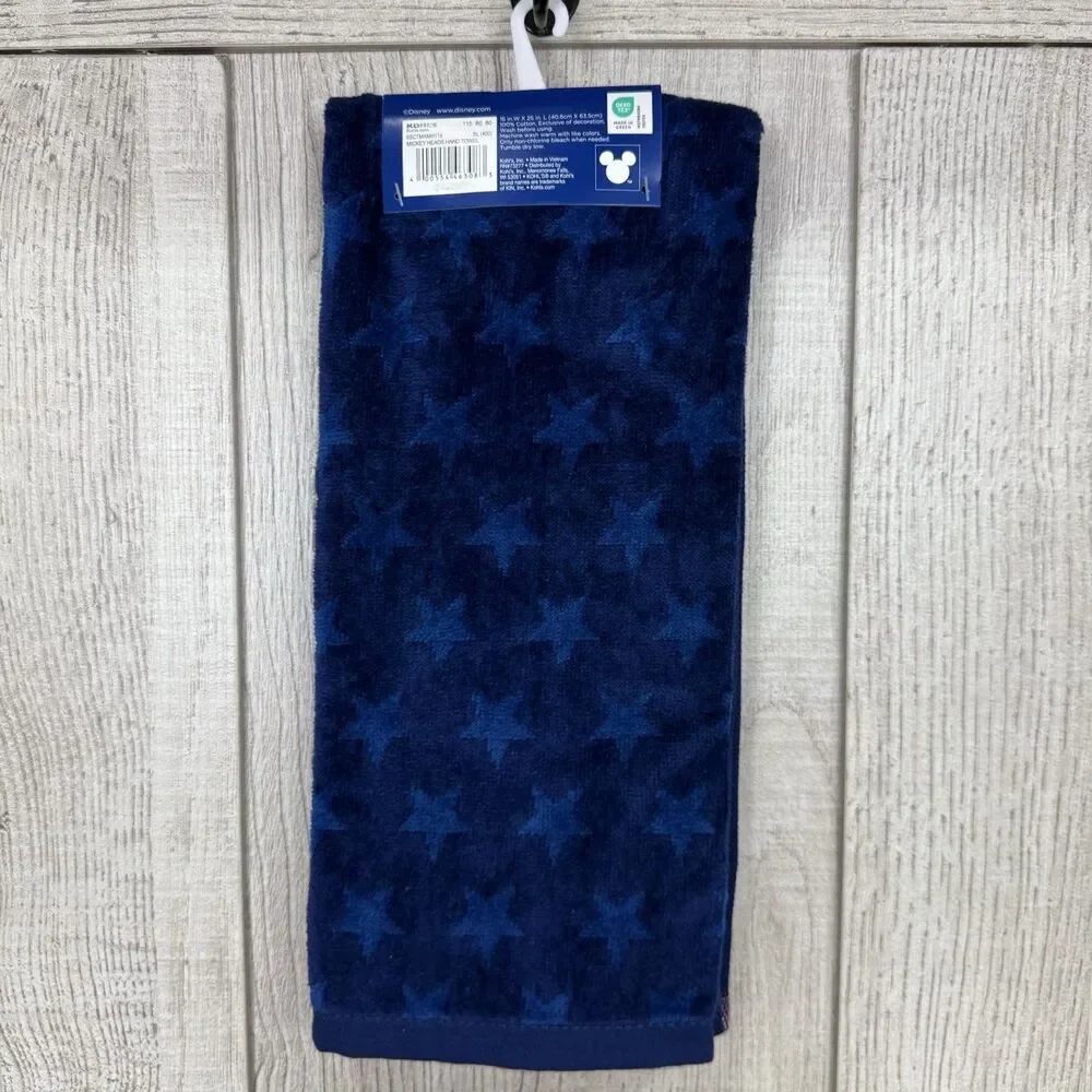 Disney Americana Mickey Mouse Patriotic Red White & Blue Hand Towel 25”x16” New